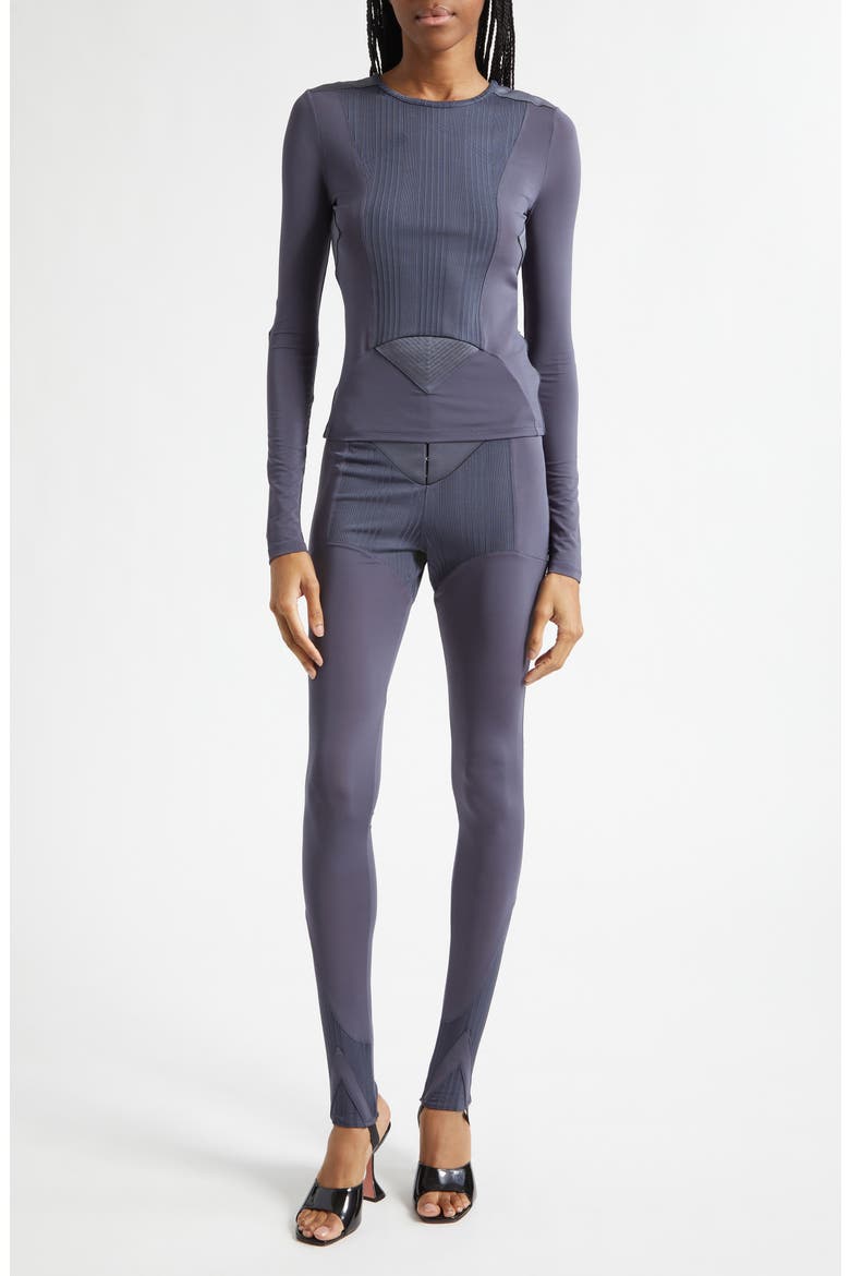 Jersey & Rib Stirrup Leggings, Alternate, color, PETROL