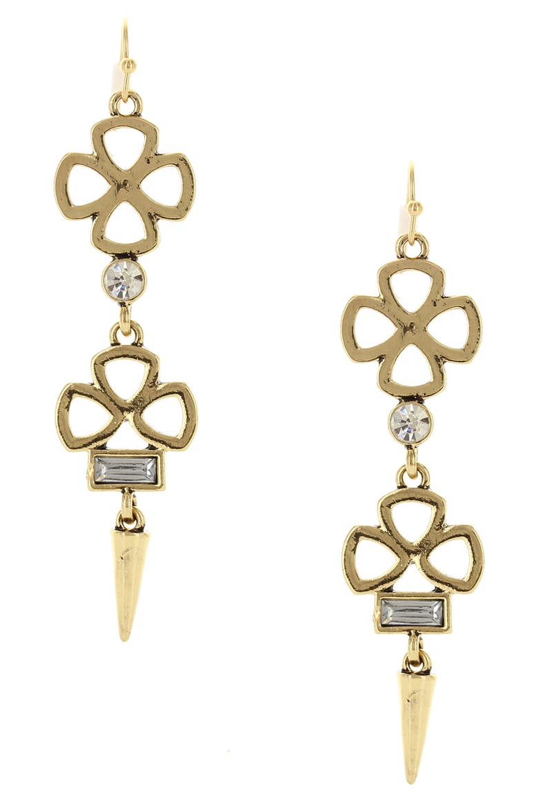 Kaia Cutout Drop Earrings, Main, color, GOLD / CLEAR