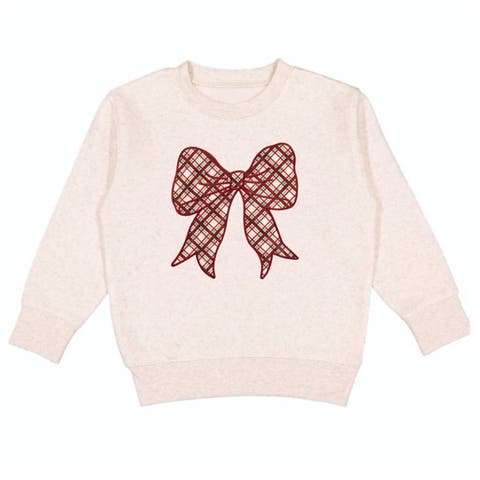 Christmas Plaid Bow Patch Sweatshirt (Baby, Toddler, Little Kid & Big Kid)