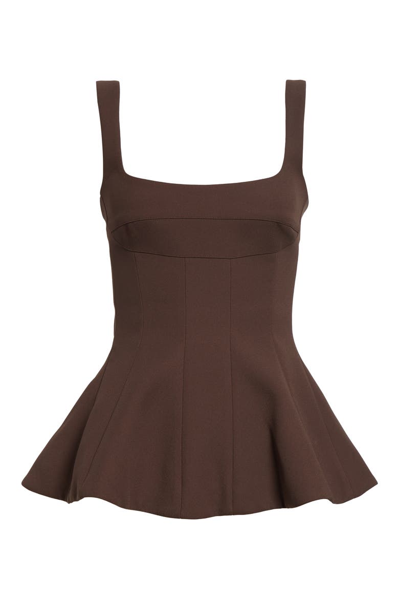 Structured Sleeveless Peplum Top, Alternate, color, COCOA