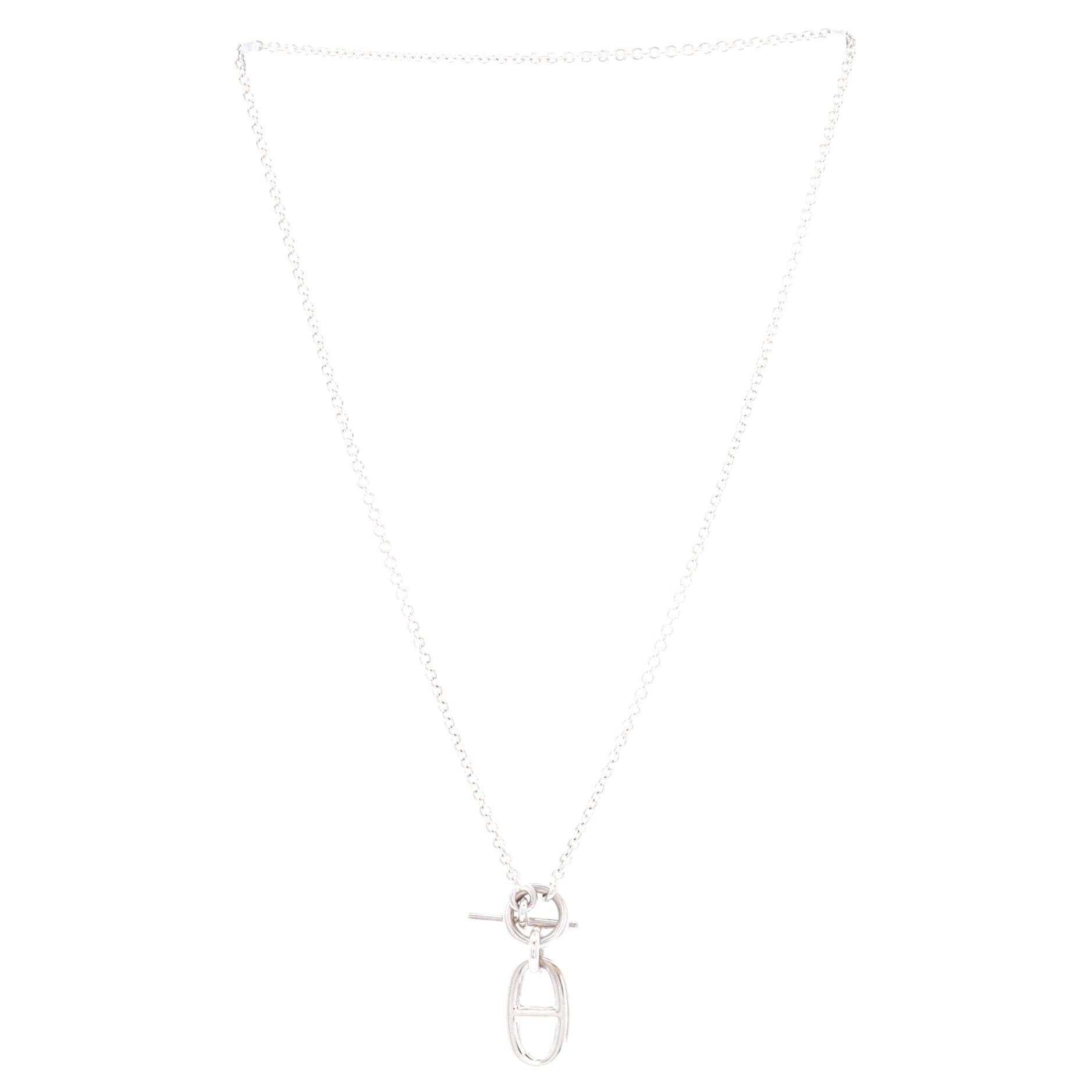 Pre-Owned Hermes Chaine d'Ancre Pendant Necklace Sterling Silver, Alternate, color, Silver