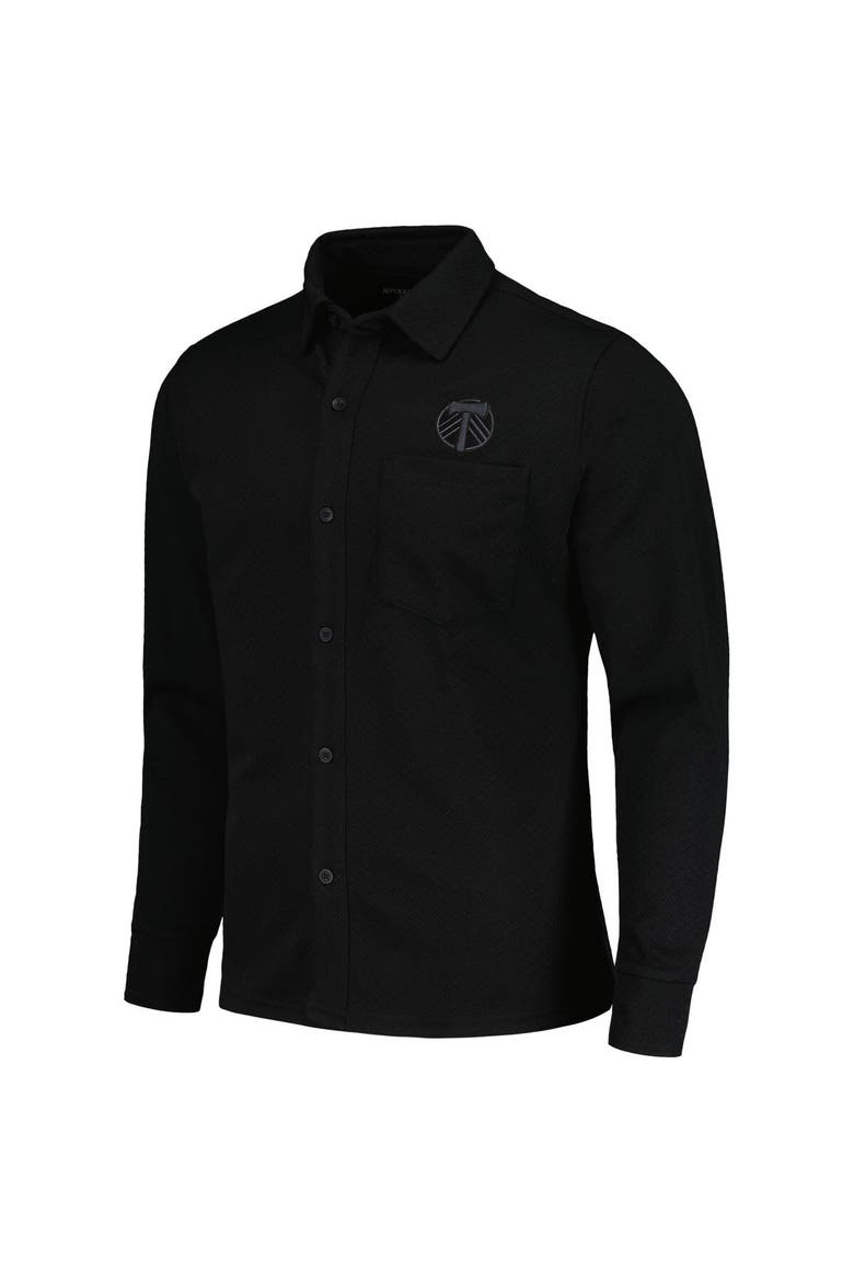 Men's Antigua Black Portland Timbers Streamer Diamond Button-Up Shacket, Alternate, color, Black