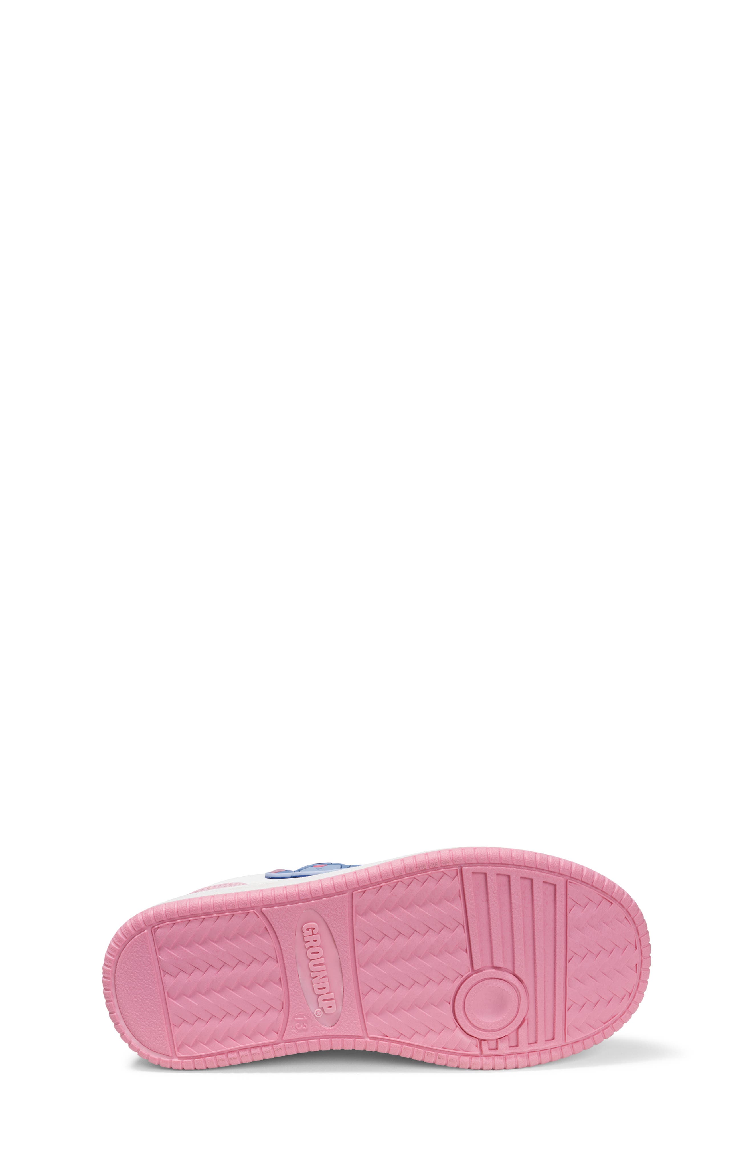 Kids' Stitch Faux Leather Court Sneaker, Alternate, color, WHITE/ PINK