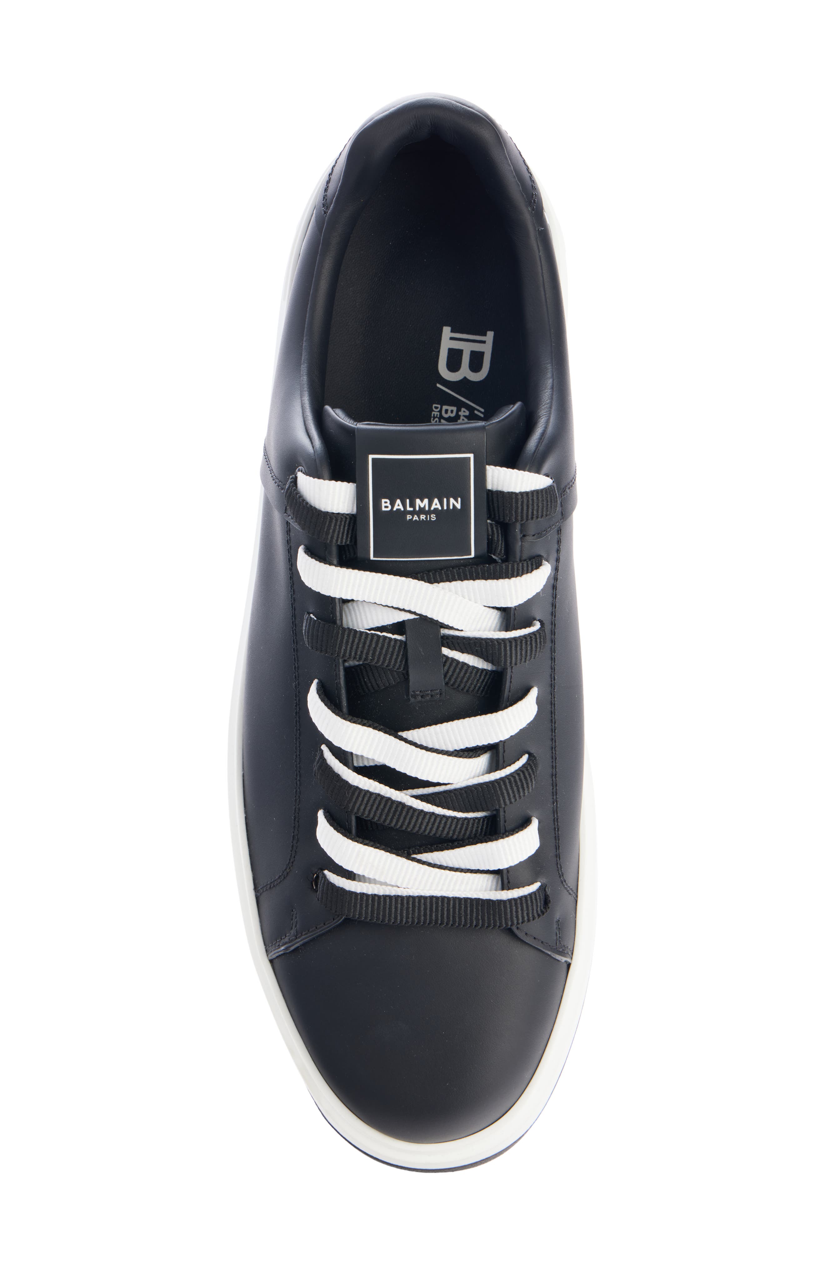 Balmain B Court Logo Calfskin Low Top Sneaker, Alternate, color, 