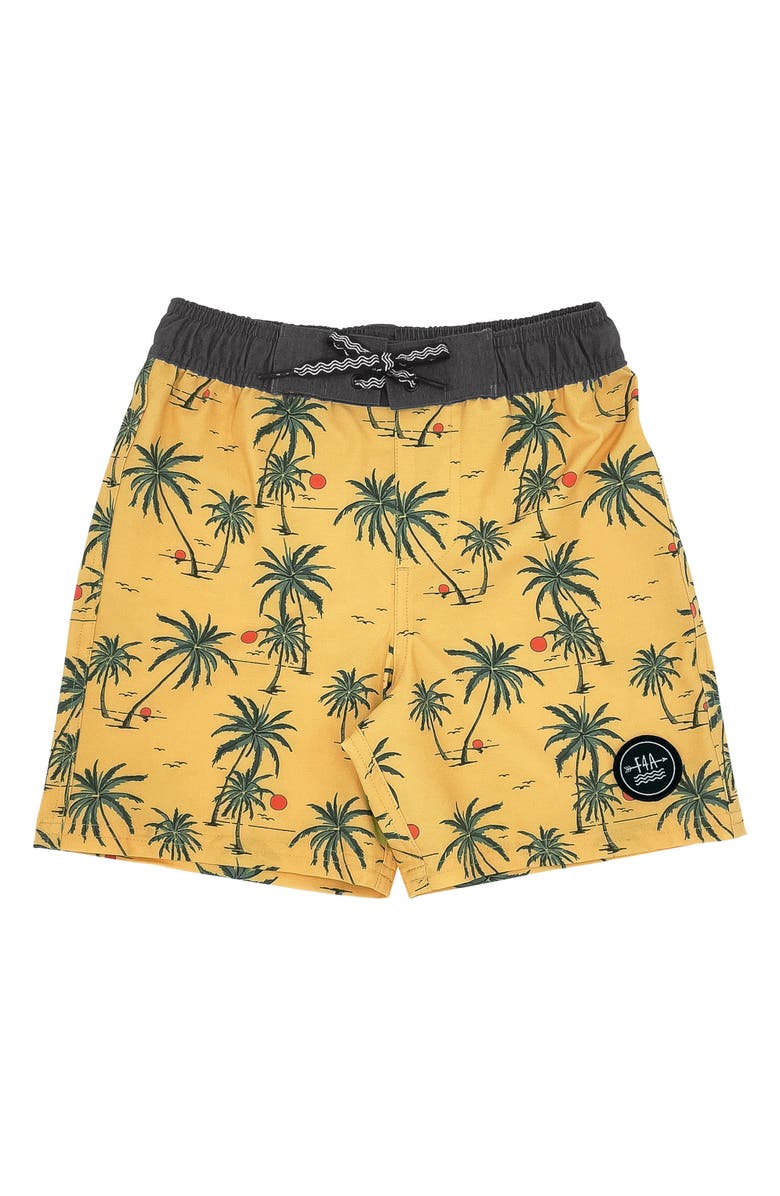 Feather 4 Arrow Kids' Sunset Tropics Board Shorts, Main, color,