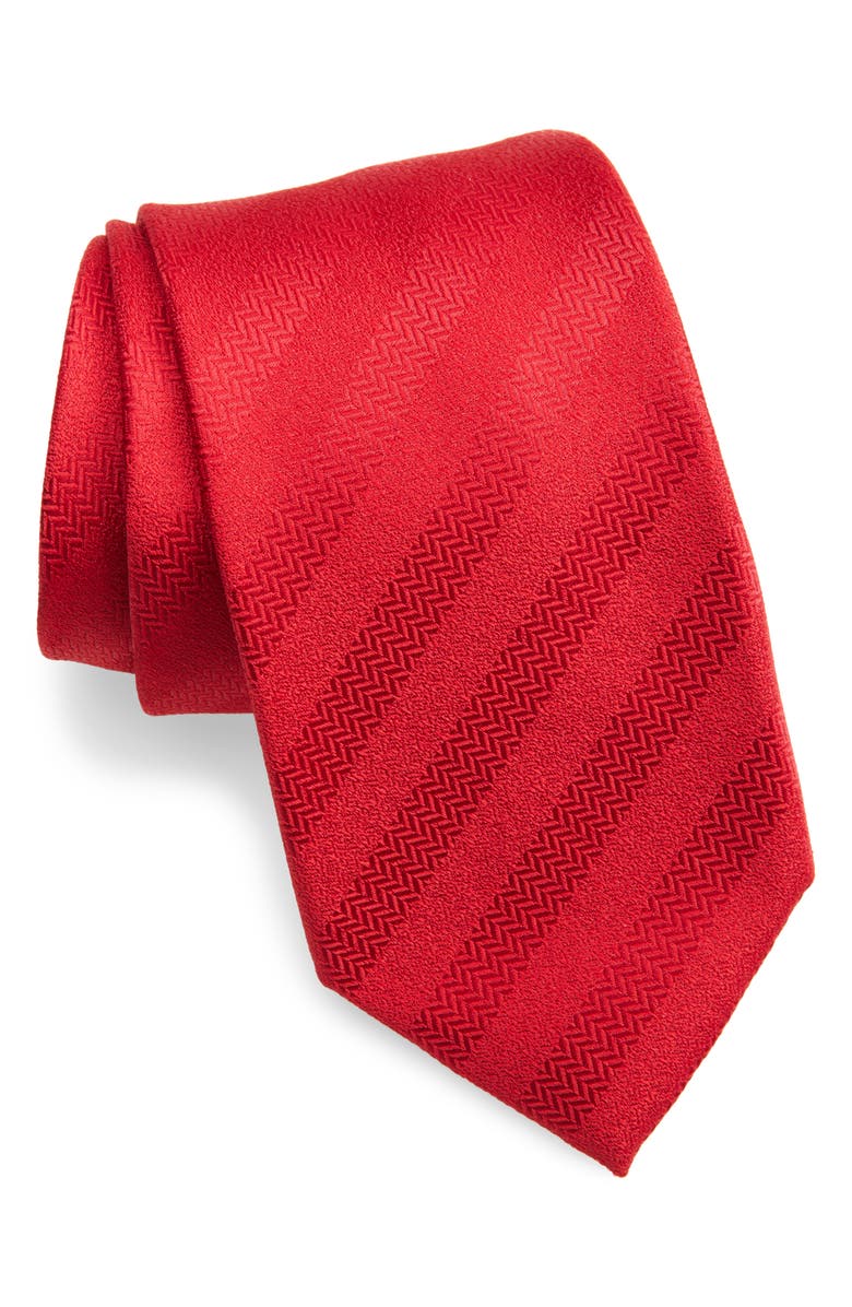 Tommy Hilfiger Herringbone Solid Stripe Tie, Main, color, Red/Red