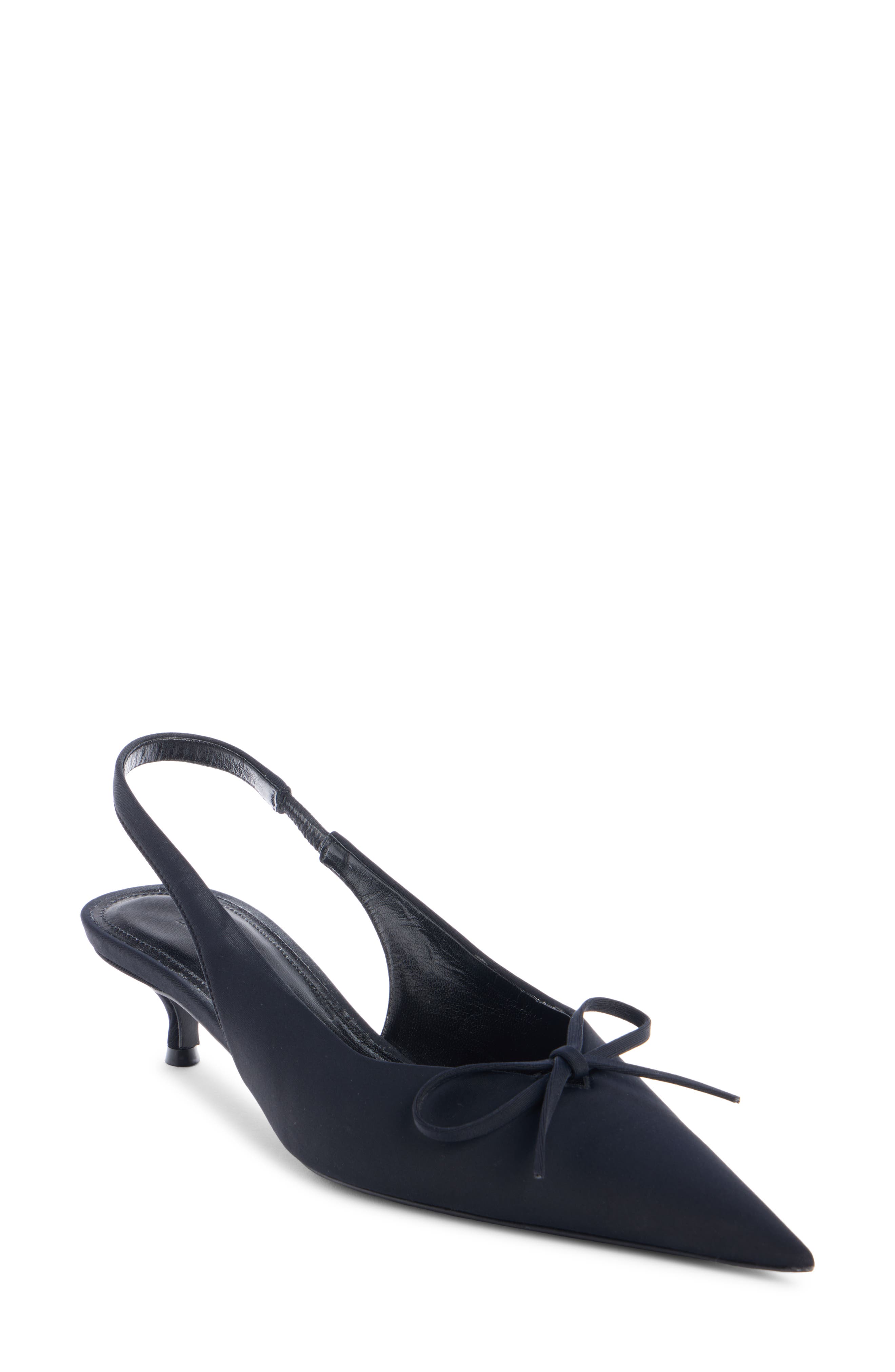 Balenciaga Knife Bow Kitten Heel Pointed Toe Slingback Pump, Main, color, 