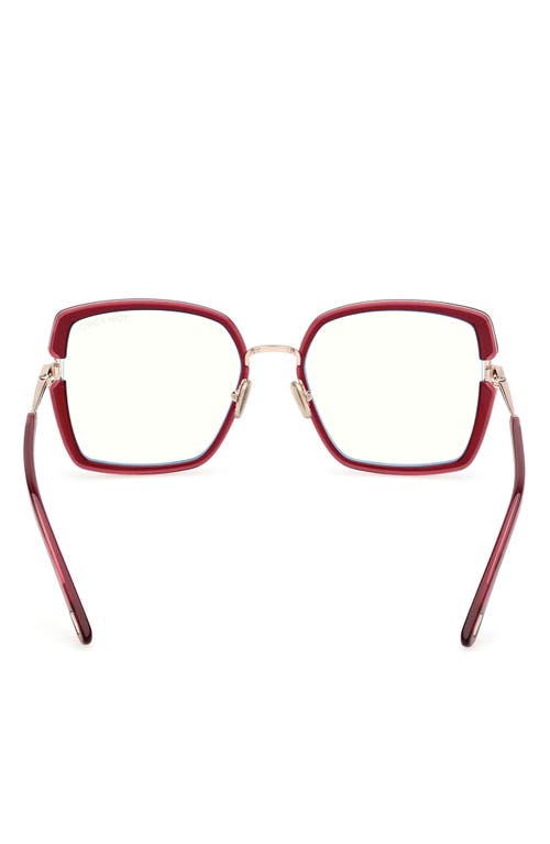 Shop Tom Ford 55mm Square Blue Light Blocking Optical Glasses In Pink Rose Gold/t Logo