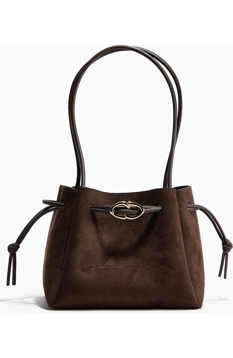 H&M Drawstring-detail Shoulder Bag, Main, color, Dark Brown