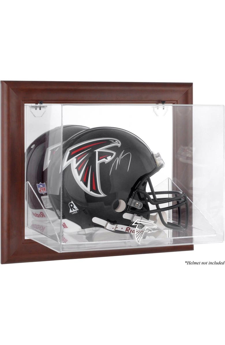 FANATICS AUTHENTIC Atlanta Falcons Brown Framed Wall-Mountable Logo Helmet Case, Main, color, 