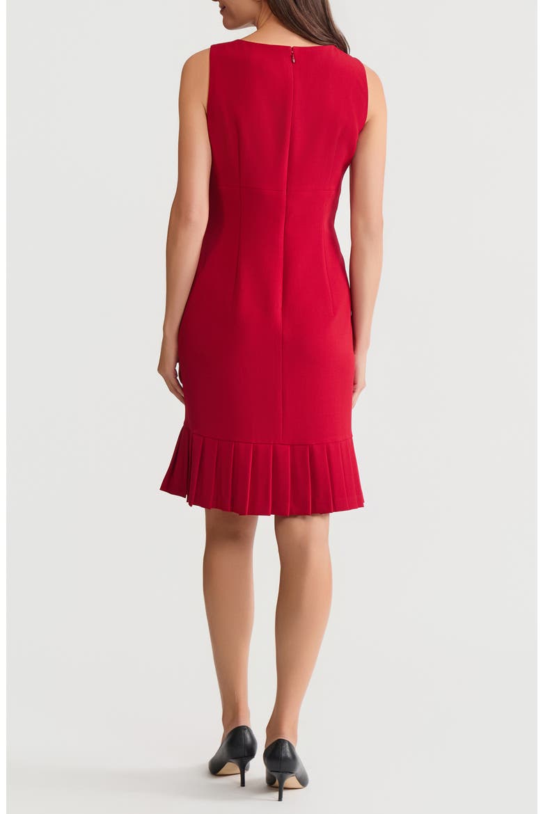 Pleat Hem Sleeveless Sheath Dress, Alternate, color, FIRE RED