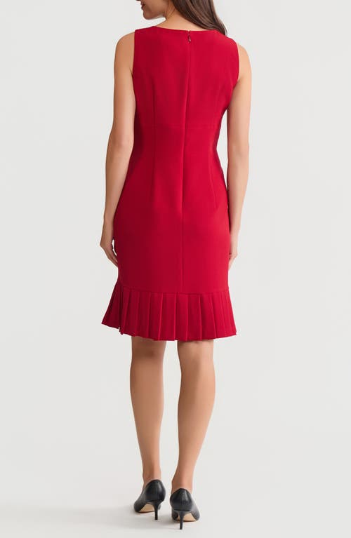 Kasper Pleat Hem Sleeveless Sheath Dress In Red