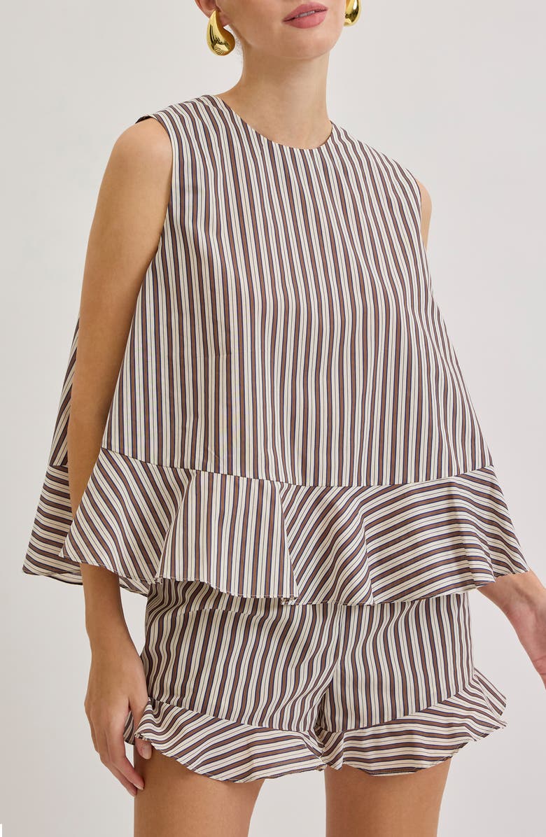 MAUDE CLUB Miller Shorts, Alternate, color, Brown Navy Stripe