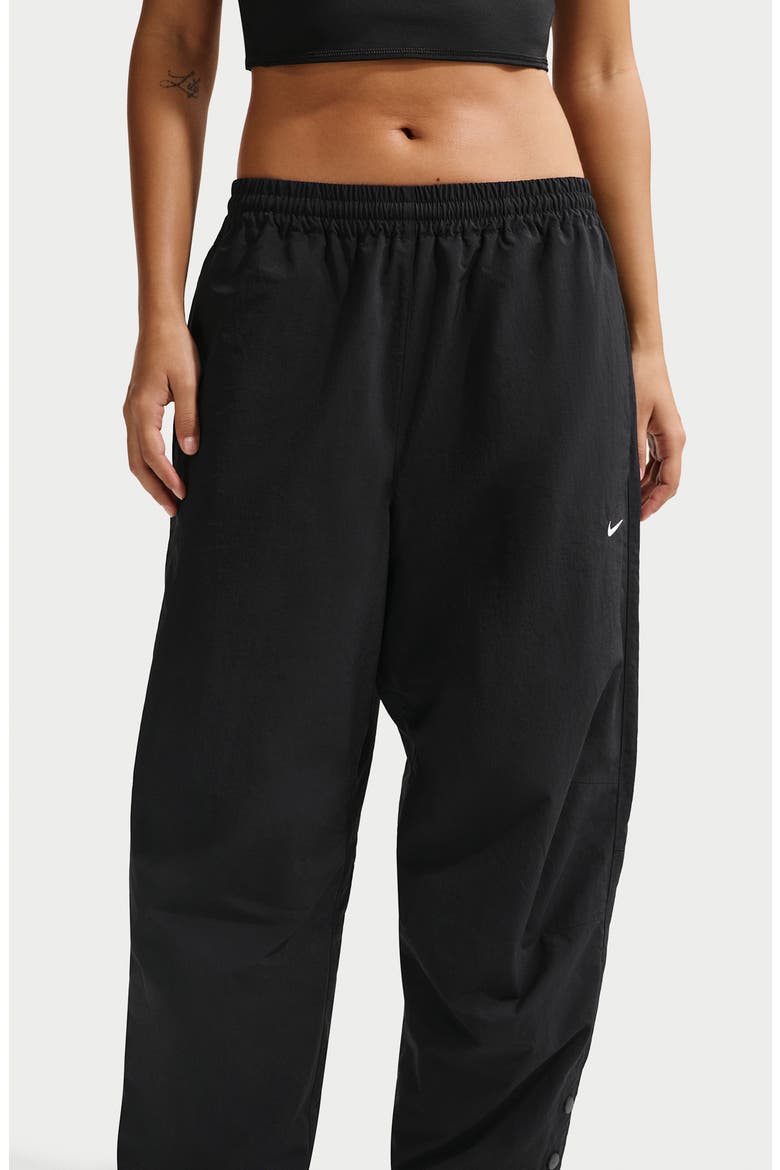 Sportswear Relaxed High Waist Woven Pants, Alternate, color, BLACK/ SAIL