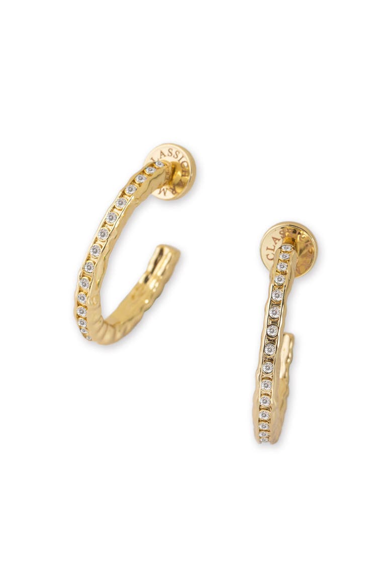 Stella Molten Color Cubic Zirconia Hoop Earrings, Main, color, Gold/White