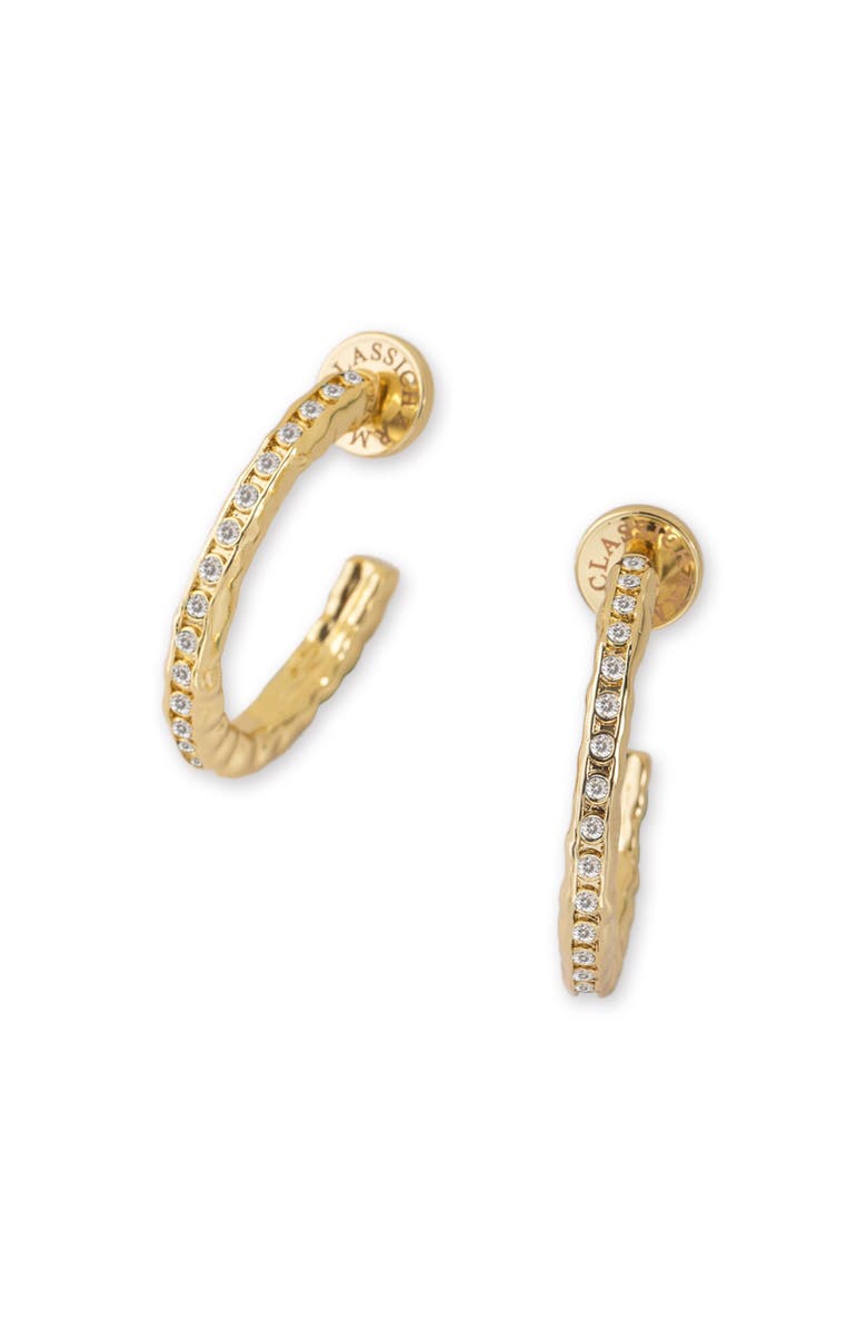 Classicharms Stella Molten Color Cubic Zirconia Hoop Earrings, Main, color, Gold/White