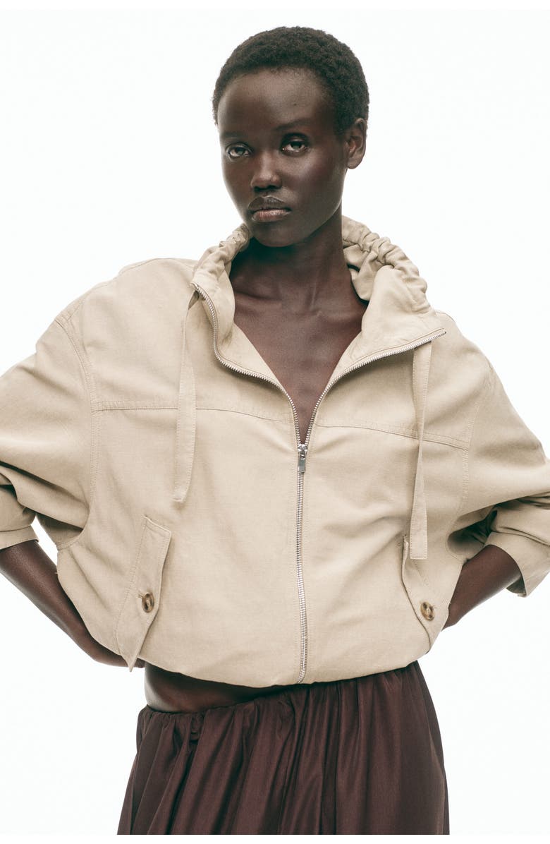 H&M Linen-blend jacket, Alternate, color, Beige