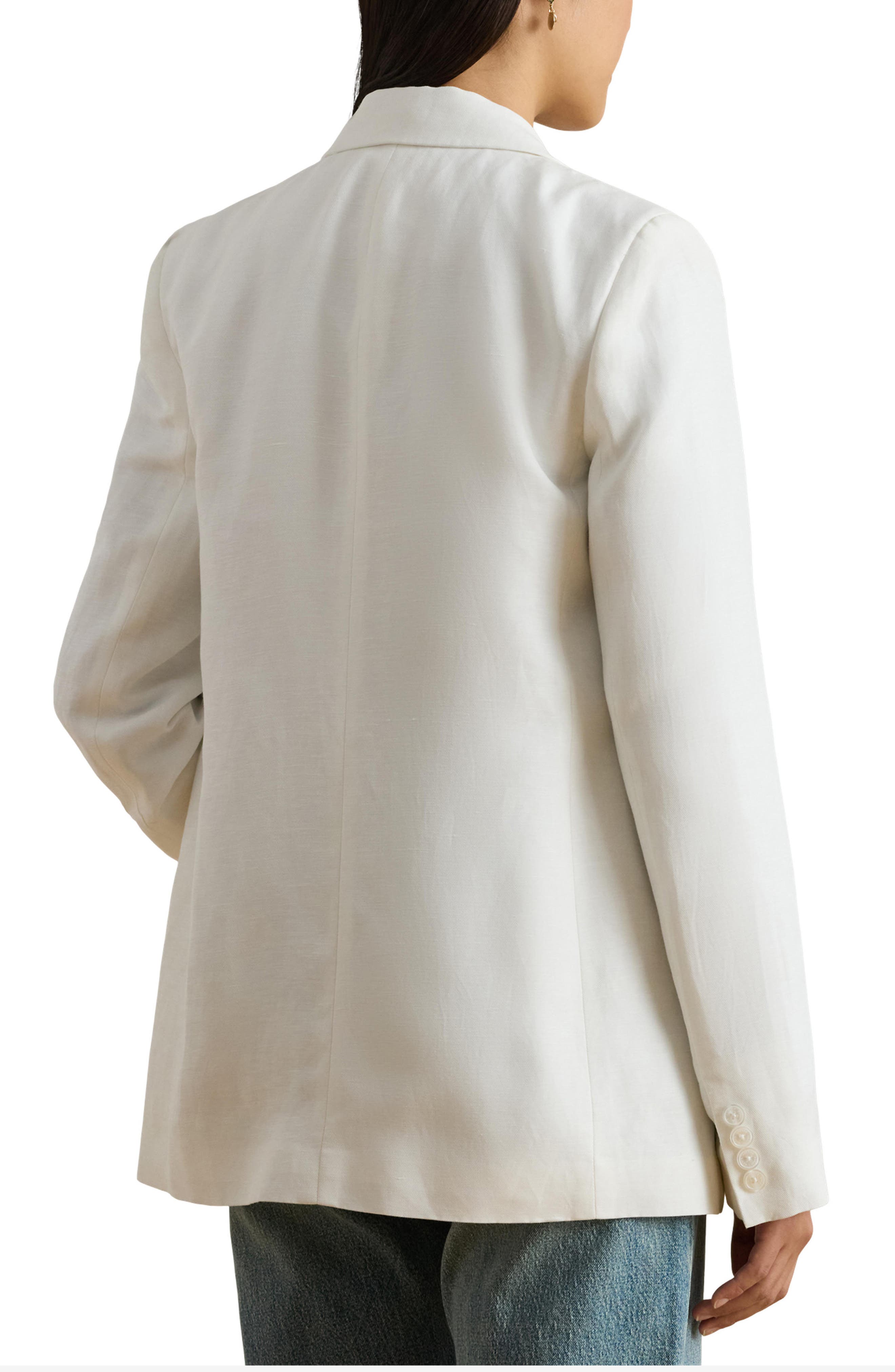 Double Breasted Linen Blend Twill Blazer (Women) | Nordstrom