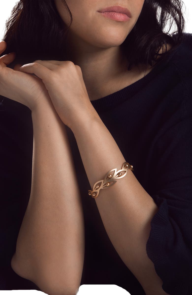 SAACHI Imitation Pearl Botanical Hook Bracelet, Alternate, color, Gold