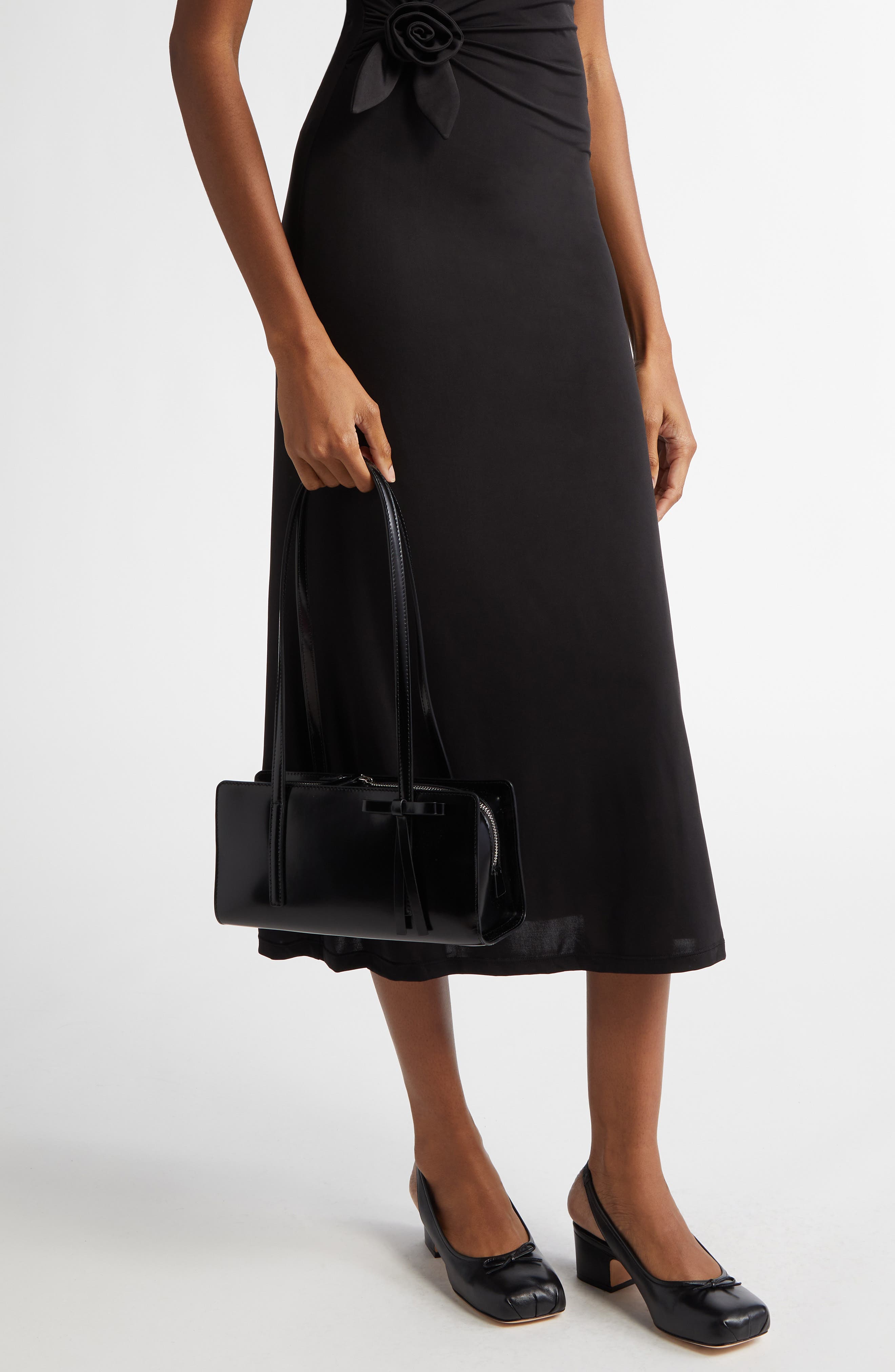 Sandy Liang Recital Patent Leather Shoulder Bag, Alternate, color, Black