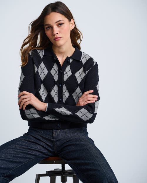 Lisa Todd Diamond Dip Argyle Cardigan In Black