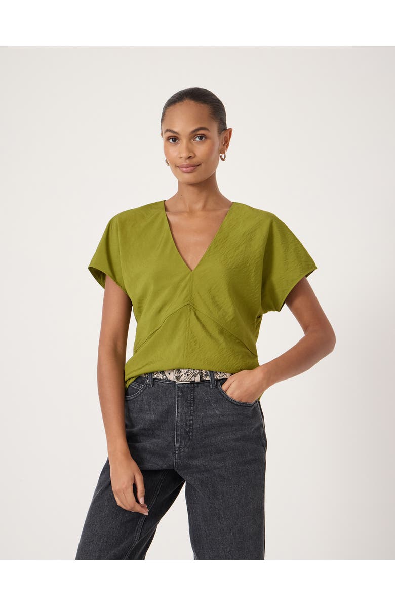 Hush Grace Air Flow Short Sleeve Top, Main, color, Dark Olive Green