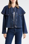 Avec Les Filles Stretch Denim Cape Jacket
