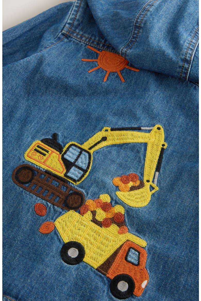 Kids' Digger Embroidered Denim Hooded Shirt, Alternate, color, BLUE