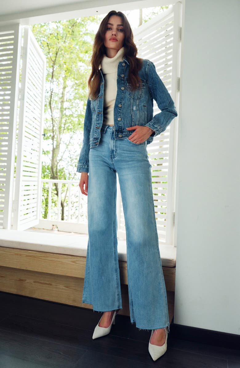 Bayeas Super High Waist Wide Leg Jeans, Alternate, color, Light Blue