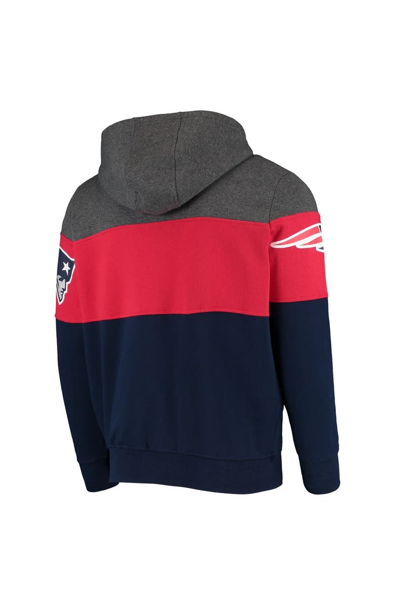 STARTER Men's Starter Heathered Gray/Red New England Patriots Extreme Fireballer Pullover Hoodie, Alternate, color, Heather Gray