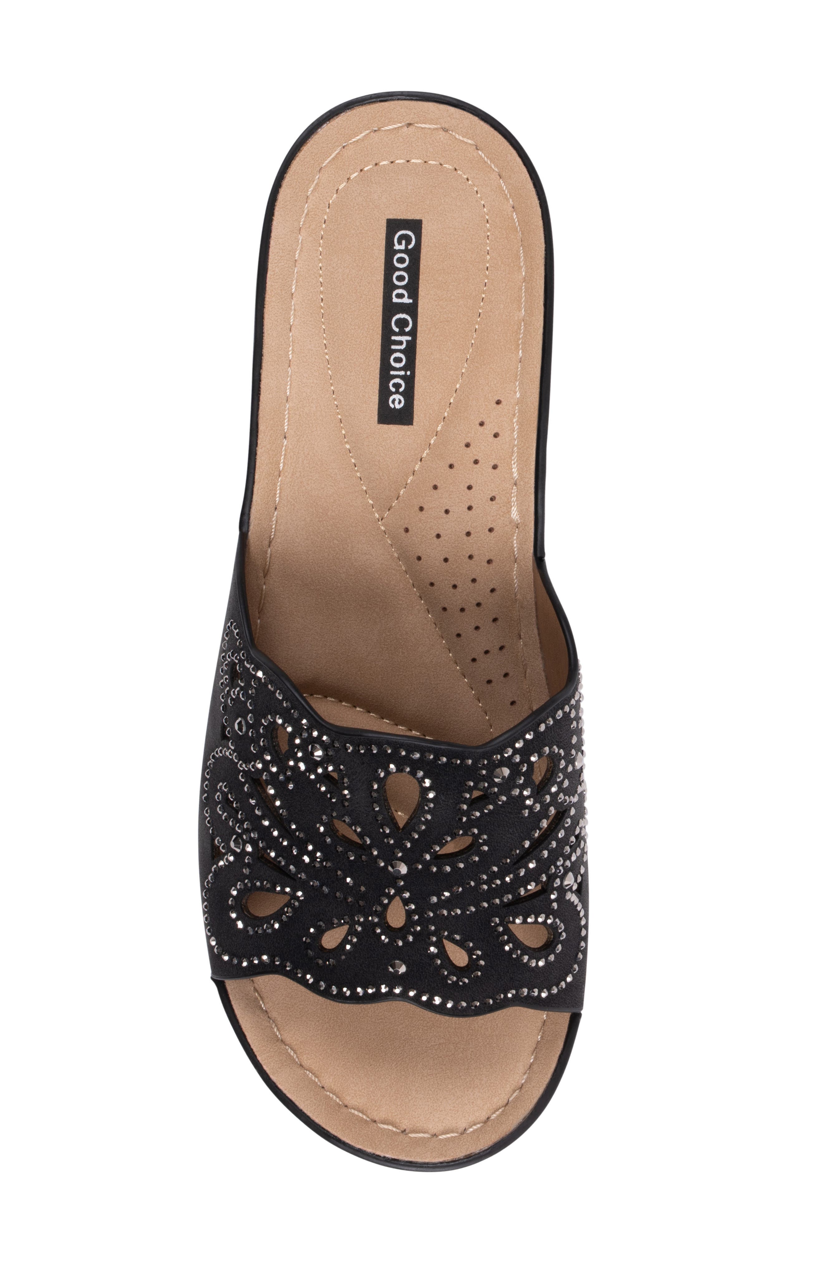GOOD CHOICE NEW YORK Izzy Embellished Wedge Sandal, Alternate, color, Black