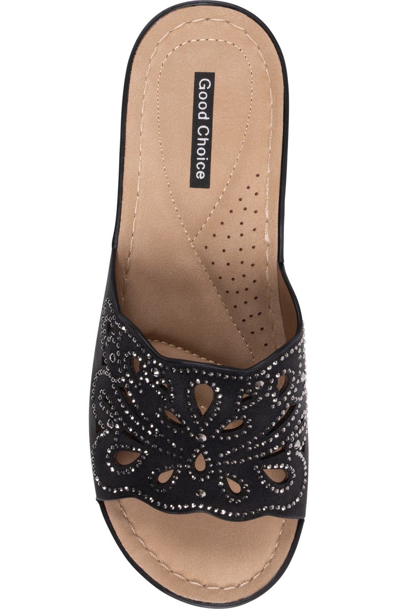 GOOD CHOICE NEW YORK Izzy Embellished Wedge Sandal, Alternate, color, Black