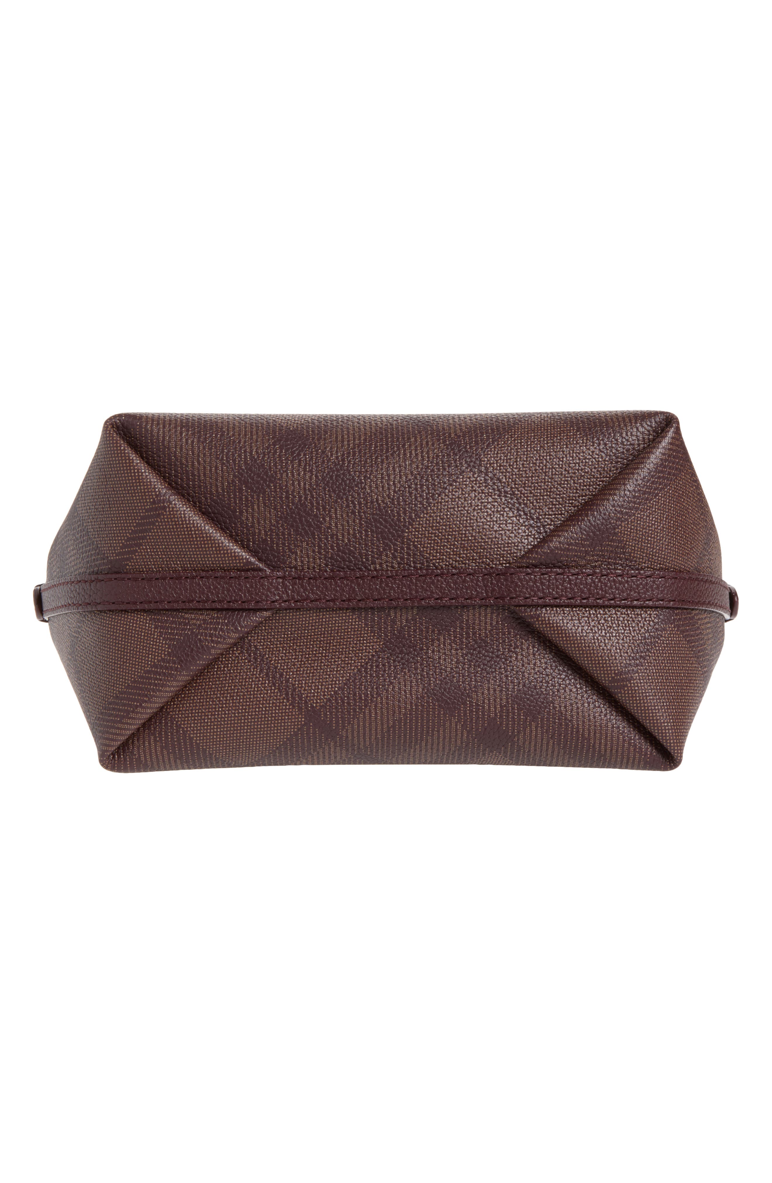 Burberry Highlands Check Leather Baguette Bag, Alternate, color, Vineyard Red