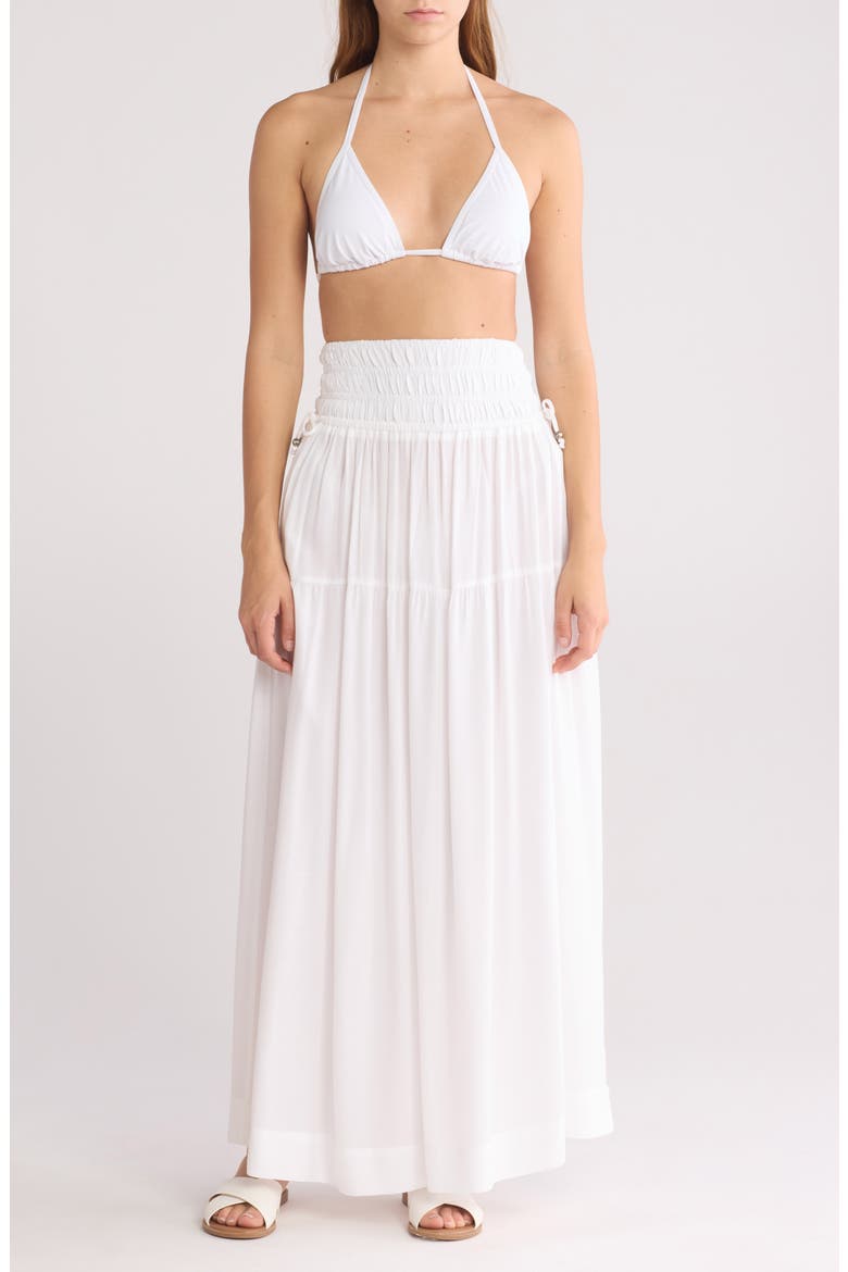 Smocked Waist Maxi Cover-Up Skirt, Main, color, WHITE
