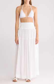 Elan Smocked Waist Maxi Cover-Up Skirt