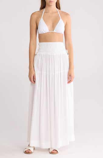 Elan Smocked Waist Maxi Cover-Up Skirt