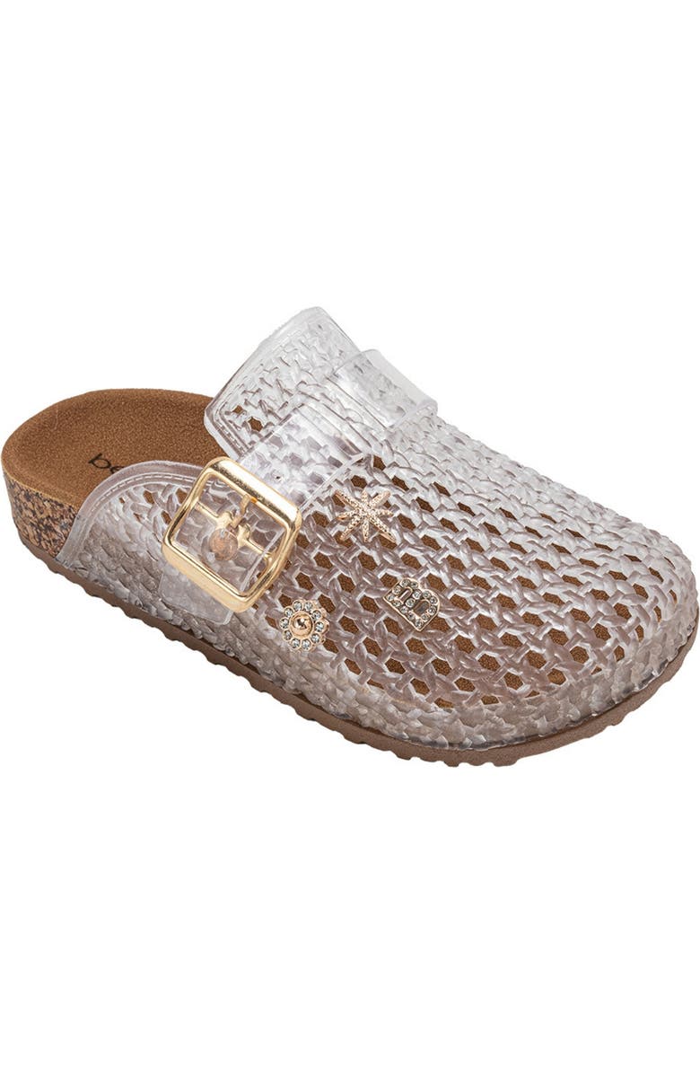 bebe Twinkle Footbed Clog, Main, color, Clear