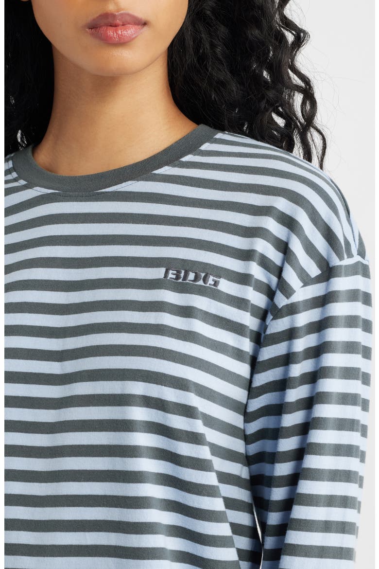 Stripe Long Sleeve Boxy Cotton Top, Alternate, color, BLUE STRIPE