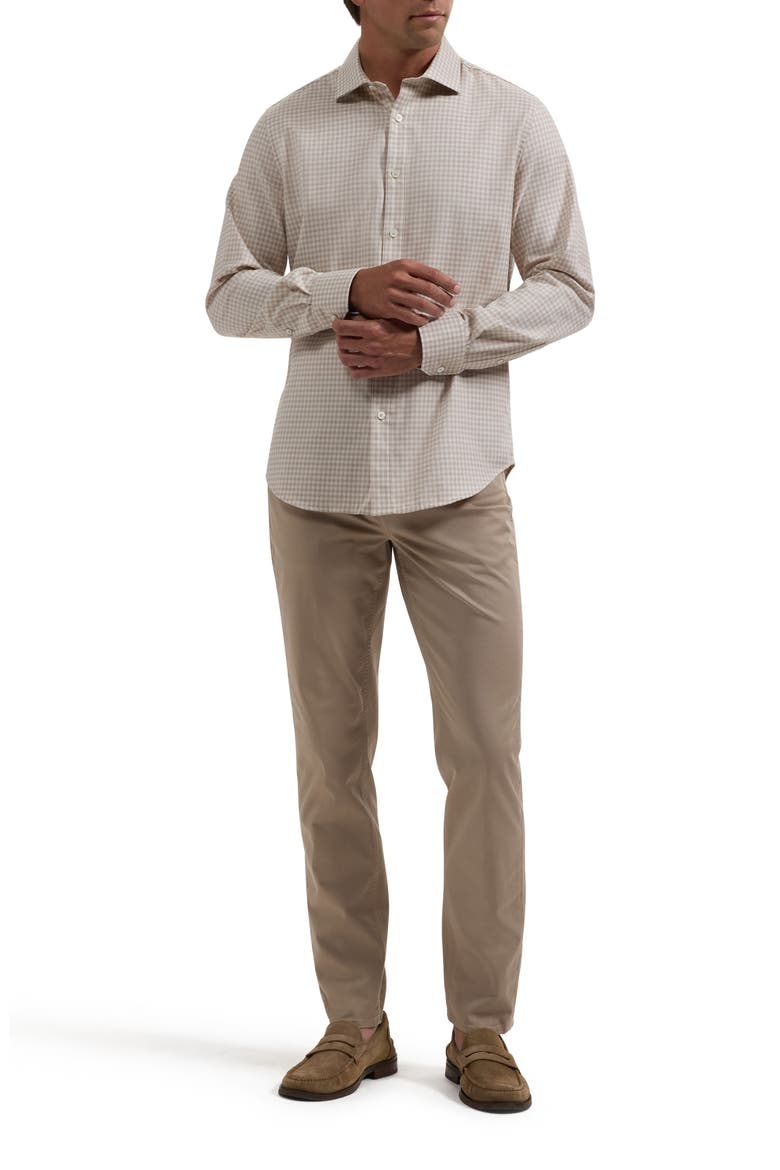 Axel Shaped Fit Check Button Up Shirt, Alternate, color, COBBLESTONE