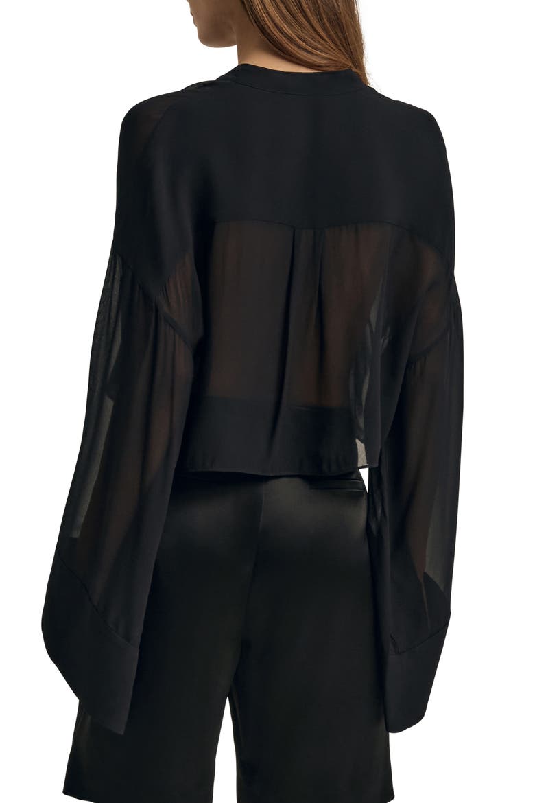 The Belle of the Ball Sheer Button-Up Shirt, Alternate, color, BLACK