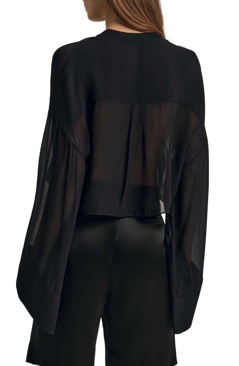 Favorite Daughter The Belle of the Ball Sheer Button-Up Shirt, Alternate, color, Black