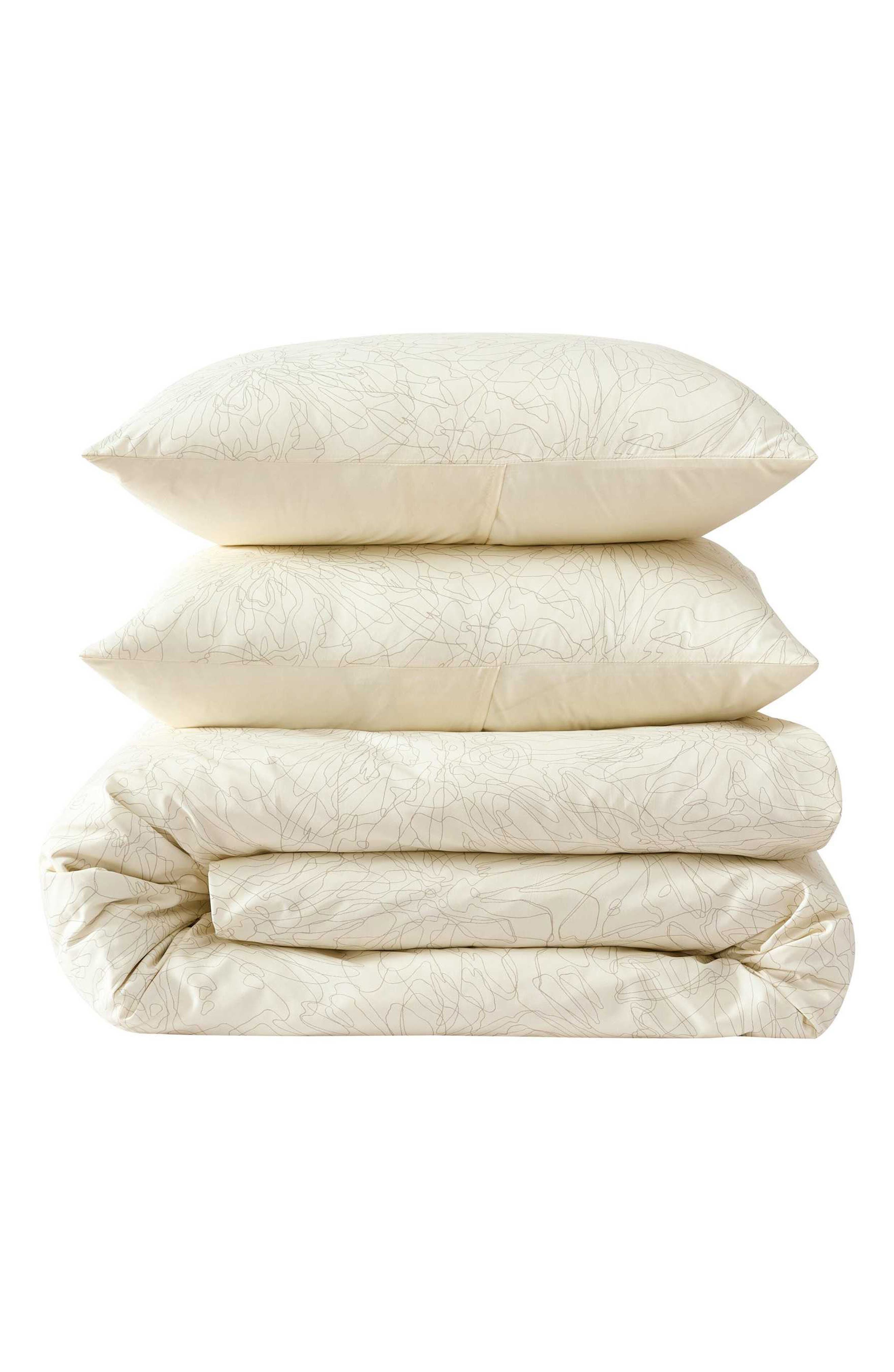 Linear Floral 3-Piece Duvet Cover Set