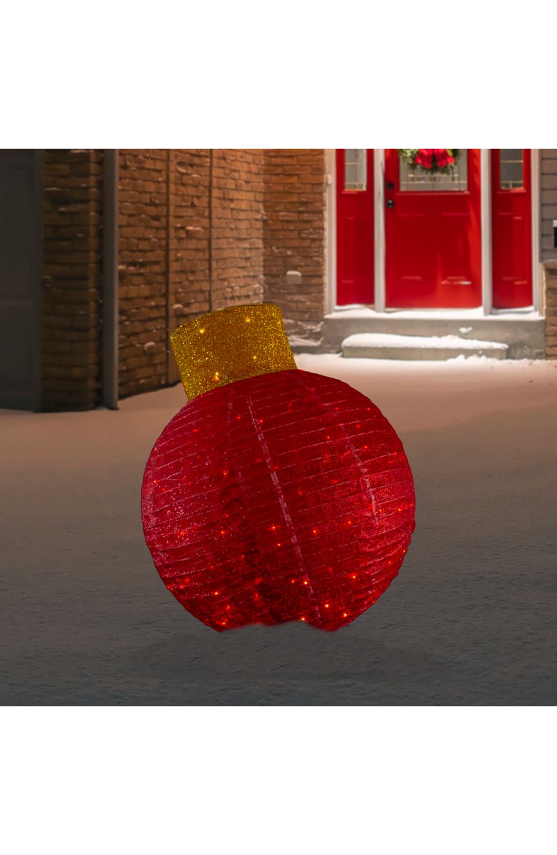 Northlight LED Lighted Twinkling Tinsel Onion Ornament Outdoor Commercial Christmas Decoration - 38" - Red, Alternate, color, 