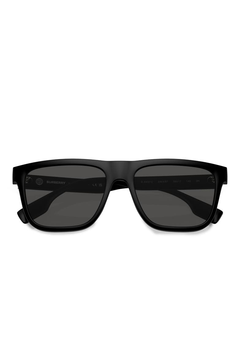 56mm Square Sunglasses, Alternate, color, MATTE BLACK