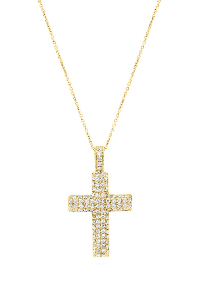 14K Gold Diamond Cross Necklace - 0.30 ctw, Main, color, YELLOW GOLD