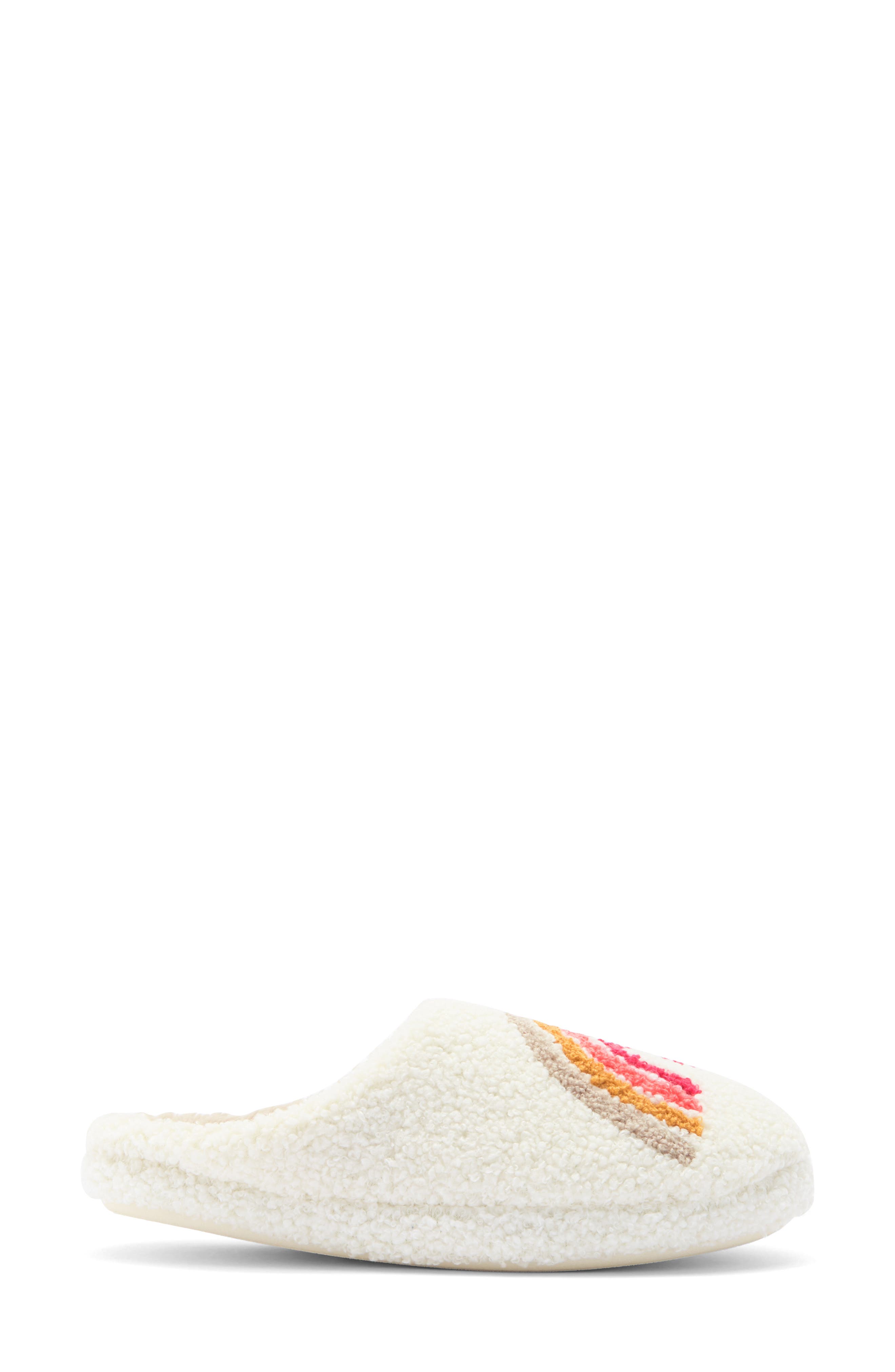 JOE BOXER Faux Shearling Rainbow Clog Slipper, Alternate, color, Ivory