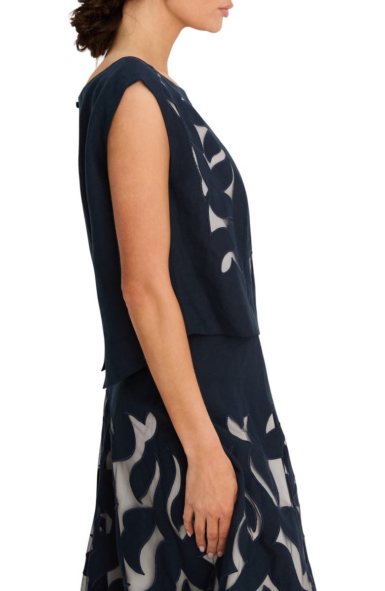 NIC+ZOE Antibes Mesh Cutout Cambric Cotton Top, Alternate, color, Dark Indigo