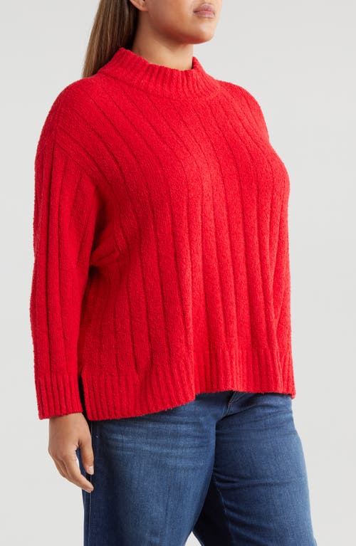 Eileen Fisher Rib Mock Neck Sweater In Red Poppy