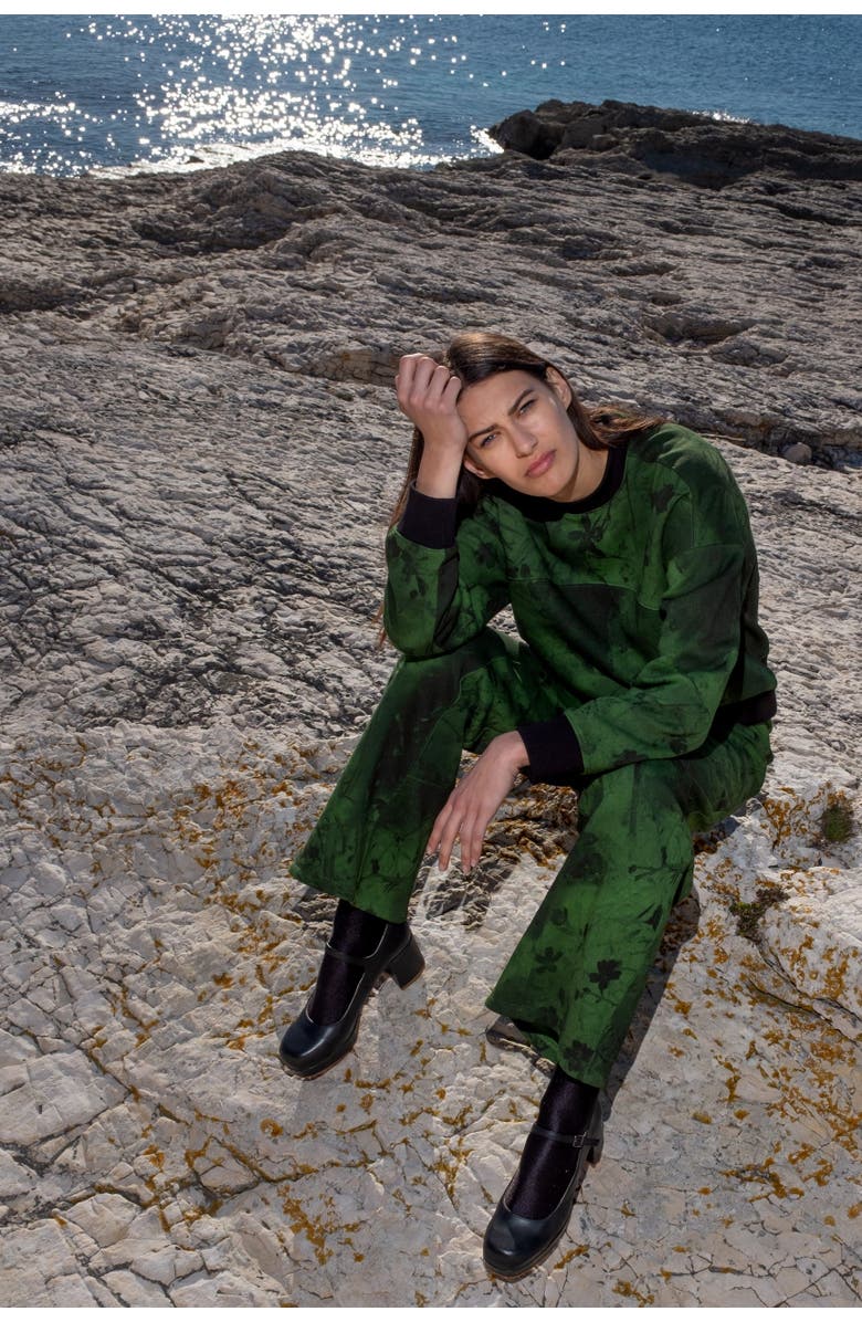 Untitled in Motion Dionea Crew Floral Print Sweatshirt, Alternate, color, Faskomilo-Green