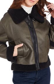 Frye Water Resistant Faux Leather & Faux Shearling Jacket
